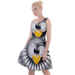 Owl-fluff-prance-animal-surprised Knee Length Skater Dress