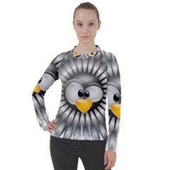 Owl-fluff-prance-animal-surprised Women s Pique Long Sleeve Tee