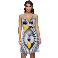 Owl-fluff-prance-animal-surprised V-neck Pocket Summer Dress 