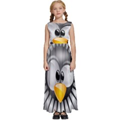 Owl-fluff-prance-animal-surprised Kids  Satin Sleeveless Maxi Dress