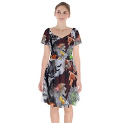 Halloween Short Sleeve Bardot Dress