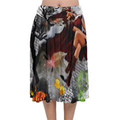 Halloween Velvet Flared Midi Skirt