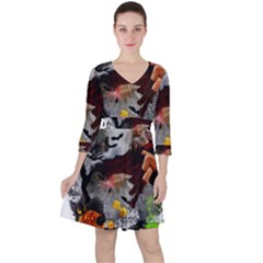 Halloween Quarter Sleeve Ruffle Waist Dress