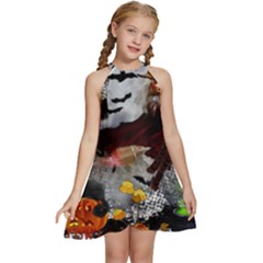 Halloween Kids  Halter Collar Waist Tie Chiffon Dress