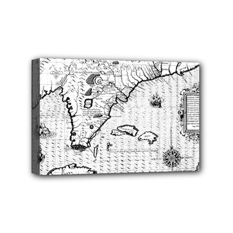 Florida-map-antique-line-art Mini Canvas 6  X 4  (stretched) by Jancukart