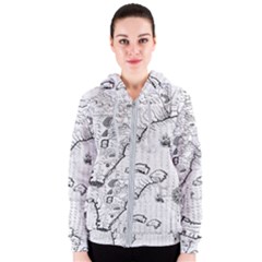 Florida-map-antique-line-art Women s Zipper Hoodie