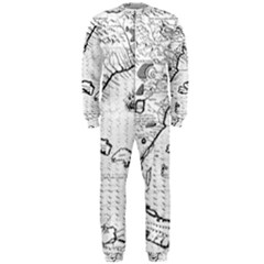 Florida-map-antique-line-art Onepiece Jumpsuit (men)