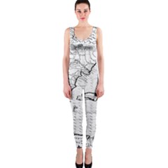 Florida-map-antique-line-art One Piece Catsuit