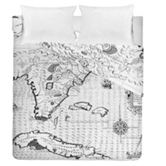 Florida-map-antique-line-art Duvet Cover Double Side (queen Size) by Jancukart