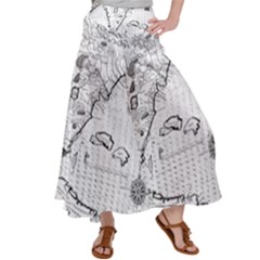 Florida-map-antique-line-art Satin Palazzo Pants