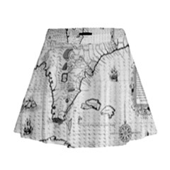 Florida-map-antique-line-art Mini Flare Skirt by Jancukart