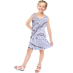 Florida-map-antique-line-art Kids  Tunic Dress