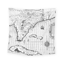 Florida-map-antique-line-art Square Tapestry (small)