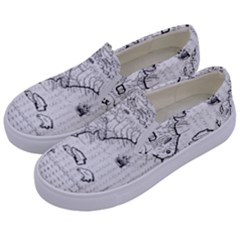 Florida-map-antique-line-art Kids  Canvas Slip Ons