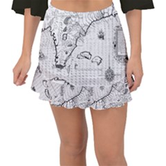 Florida-map-antique-line-art Fishtail Mini Chiffon Skirt