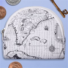 Florida-map-antique-line-art Horseshoe Style Canvas Pouch