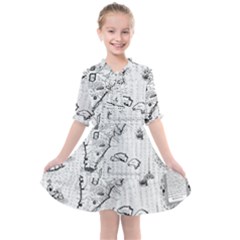 Florida-map-antique-line-art Kids  All Frills Chiffon Dress