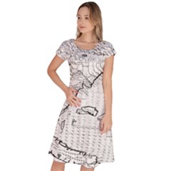 Florida-map-antique-line-art Classic Short Sleeve Dress