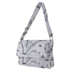 Florida-map-antique-line-art Full Print Messenger Bag (m)