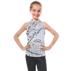 Florida-map-antique-line-art Kids  Sleeveless Polo Tee