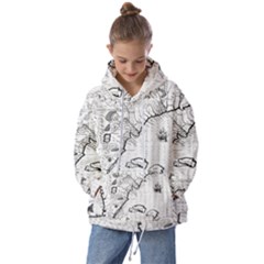 Florida-map-antique-line-art Kids  Oversized Hoodie