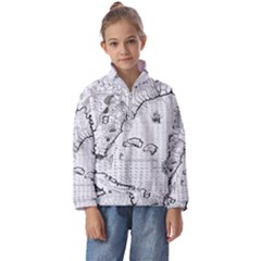 Florida-map-antique-line-art Kids  Half Zip Hoodie