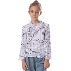 Florida-map-antique-line-art Kids  Frill Detail Tee