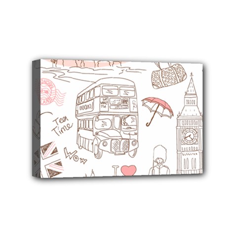 I Love London Drawing Mini Canvas 6  X 4  (stretched) by Jancukart