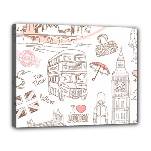 I Love London Drawing Canvas 14  X 11  (stretched)