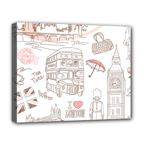 I Love London Drawing Deluxe Canvas 20  X 16  (stretched) by Jancukart