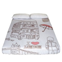 I Love London Drawing Fitted Sheet (queen Size)