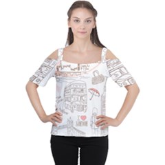 I Love London Drawing Cutout Shoulder Tee