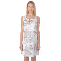 I Love London Drawing Sleeveless Satin Nightdress by Jancukart