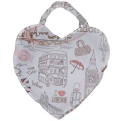 I Love London Drawing Giant Heart Shaped Tote by Jancukart