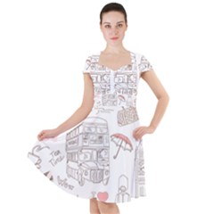 I Love London Drawing Cap Sleeve Midi Dress