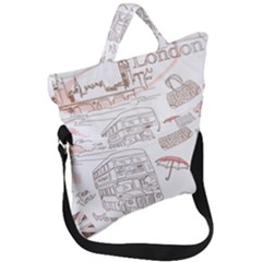 I Love London Drawing Fold Over Handle Tote Bag by Jancukart