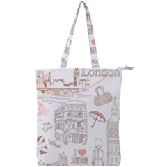 I Love London Drawing Double Zip Up Tote Bag by Jancukart