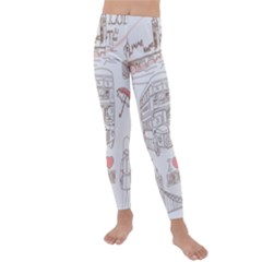 I Love London Drawing Kids  Lightweight Velour Leggings