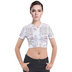 I Love London Drawing Short Sleeve Cropped Jacket