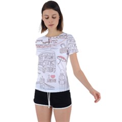 I Love London Drawing Back Circle Cutout Sports Tee