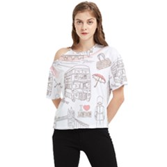 I Love London Drawing One Shoulder Cut Out Tee by Jancukart