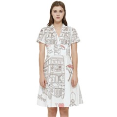 I Love London Drawing Short Sleeve Waist Detail Dress by Jancukart