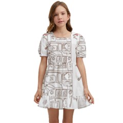 I Love London Drawing Kids  Short Sleeve Dolly Dress by Jancukart