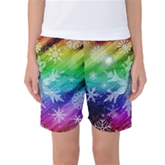 Christmas-snowflake-background Women s Basketball Shorts by Jancukart