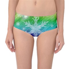 Christmas-snowflake-background Mid-waist Bikini Bottoms by Jancukart