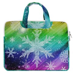 Christmas-snowflake-background Macbook Pro13  Double Pocket Laptop Bag by Jancukart