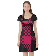 Cube-square-block-shape-creative Short Sleeve Skater Dress by Amaryn4rt