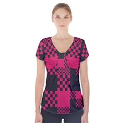 Cube-square-block-shape-creative Short Sleeve Front Detail Top by Amaryn4rt