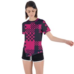 Cube-square-block-shape-creative Asymmetrical Short Sleeve Sports Tee by Amaryn4rt