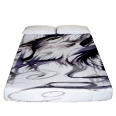 Tattoo-ink-flash-drawing-wolf Fitted Sheet (king Size)